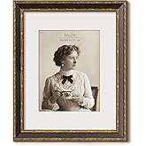 FrameMind Vintage 16x20 Picture Frame, Ornate Antique Gold 16x20 Frame, Display 11x14 with Mat or 16 x 20 without Mat for landscape or Portrait, Gallery Wall Decor for Home (Brown/Gold, Single)