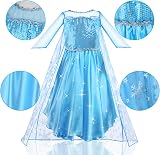URAQT Princess Dress for Girls Snow Queen Costume with Crown Wand Gloves Wig view 3