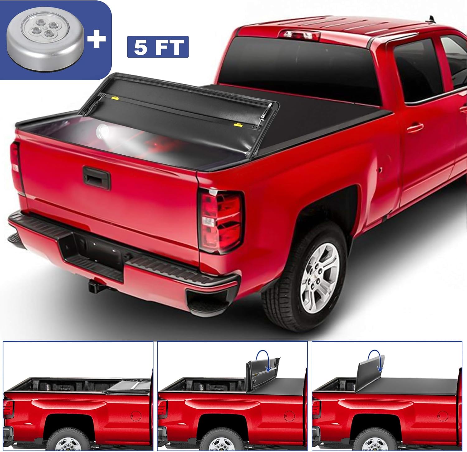 Mostplus Tri Fold 5 Ft Truck Tonneau Cover Compatible For 2015 2020 Chevy Colorado Gmc Canyon Fleetside 52 Ft Tonneau Covers Automotive