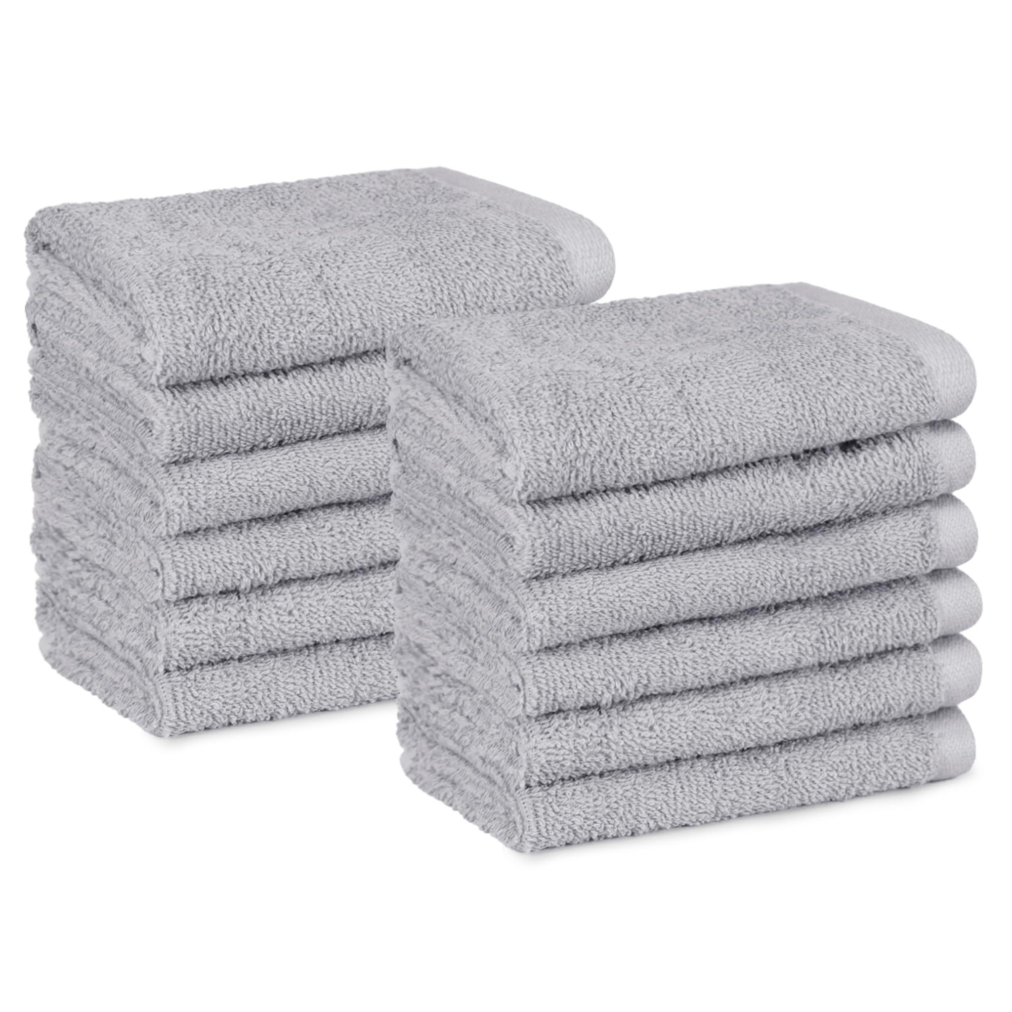 Amazon Basics Face Towel Set for bathroom, 100% Cotton Extra Absorbent Fast Drying Face Cloths 30 x 30 cm, Grey, 12-Pack — image 1