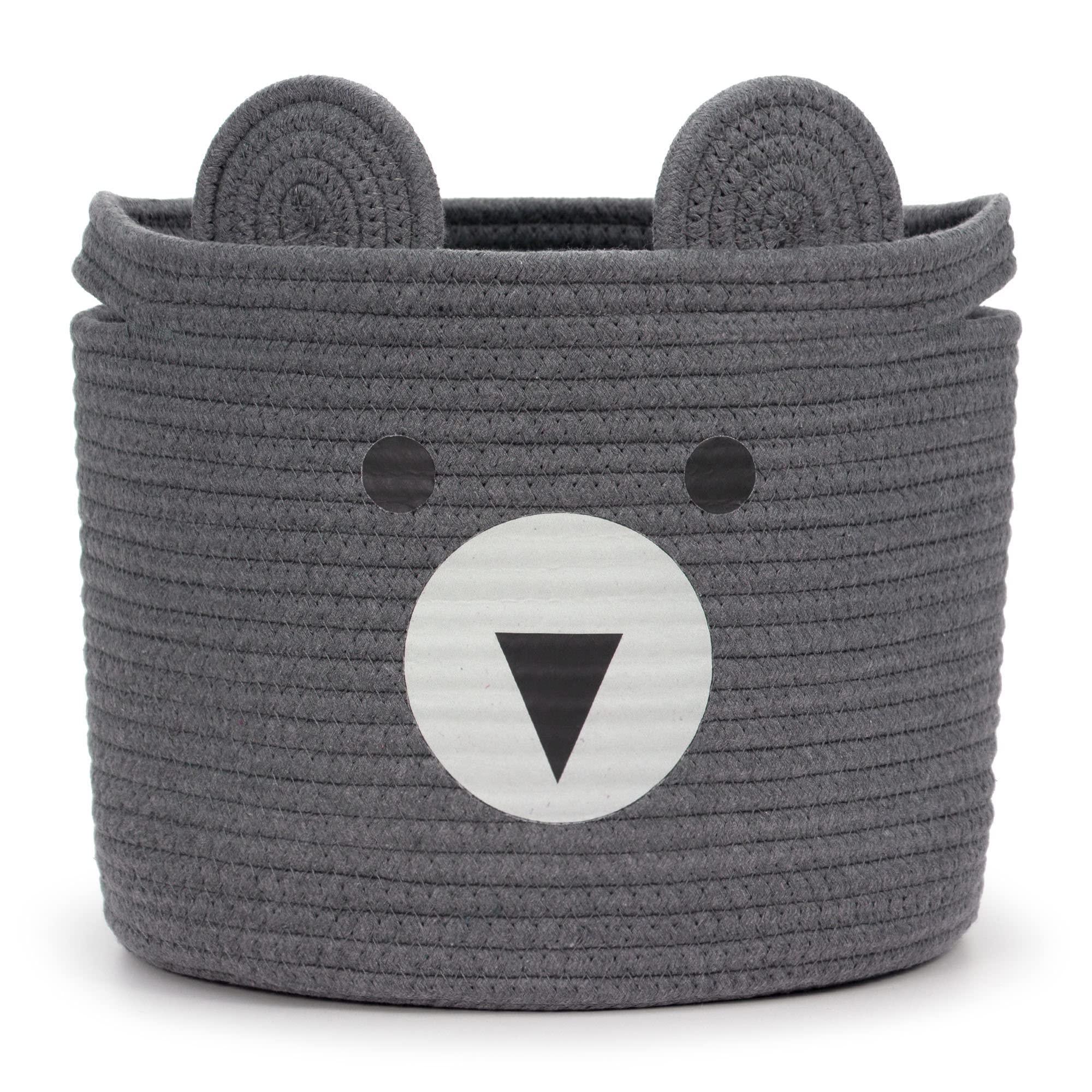 Goodheim Children's Cotton Storage Basket for Toys and Laundry, Laundry Basket and Toy Basket in One, Children's Room Decoration Grey Bear