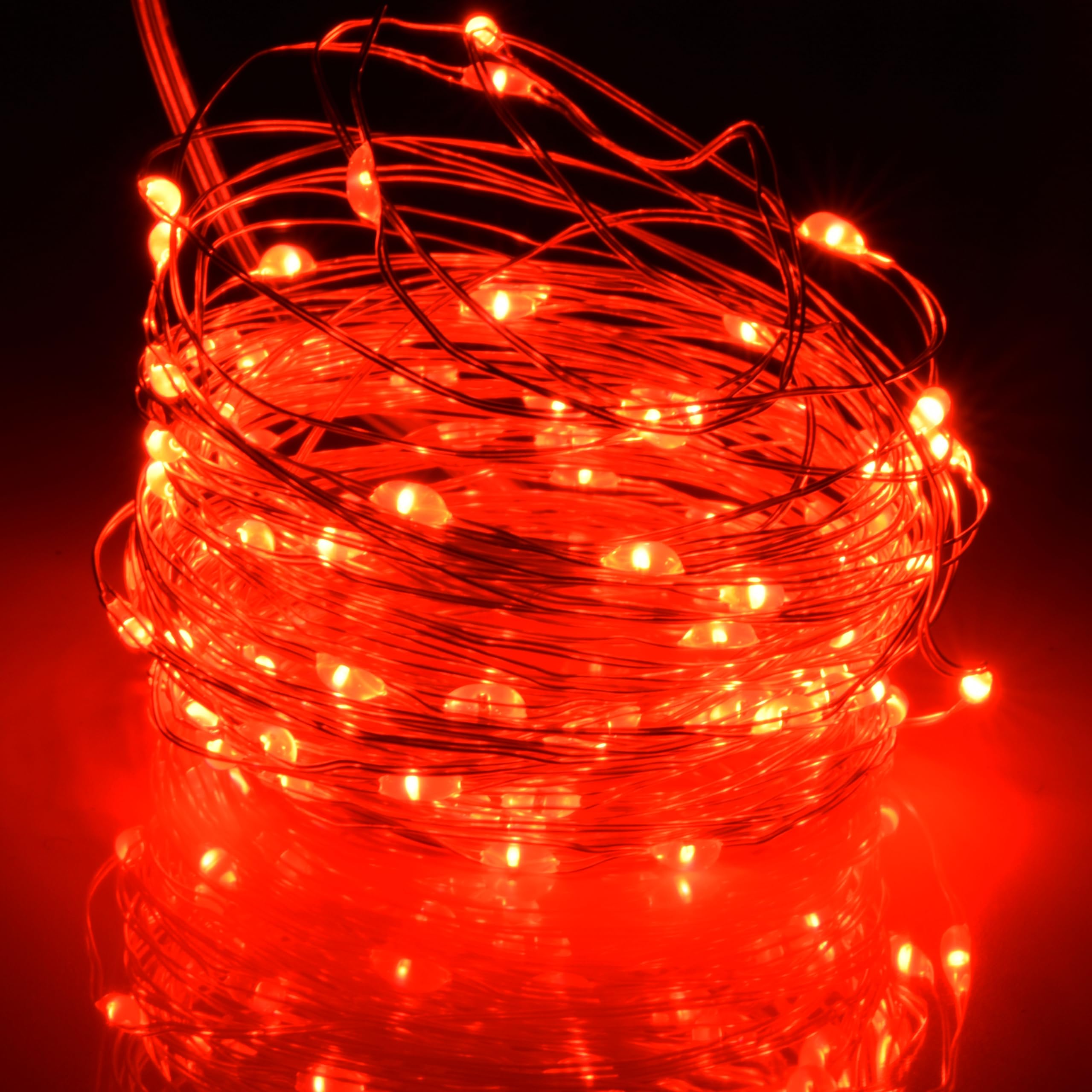 KARSUM USB Powered 36FT 100 LED Fairy Lights With Remote Control, Copper Wire String 8 Modes, Cool Multicolour Twinkle, Timer, Christmas (Red, 1)