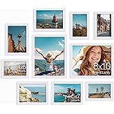 Vittanly 10 Pack Picture Frames Collage Wall Decor, Gallery Wall Frame Set for Wall or Tabletop Display, Engineered Wood and Shatter-resistant Plexiglass, Multi Sizes with 8x10, 5x7, 4x6 Frames, White