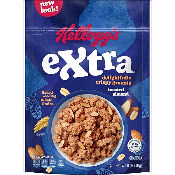 KELLOGG’S EXTRA GRANOLA, WHOLE GRAIN, ON-THE-GO SNACKS, TOASTED ALMOND, 11OZ BAG (1 BAG)