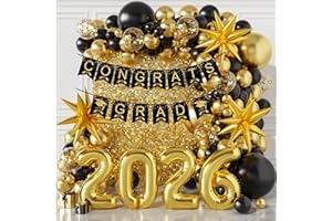 Sllyfo Graduation Decorations 2026 Black and Gold, 2026 Graduation Party Decorations Balloon Arch Kit, Black and Gold Graduat