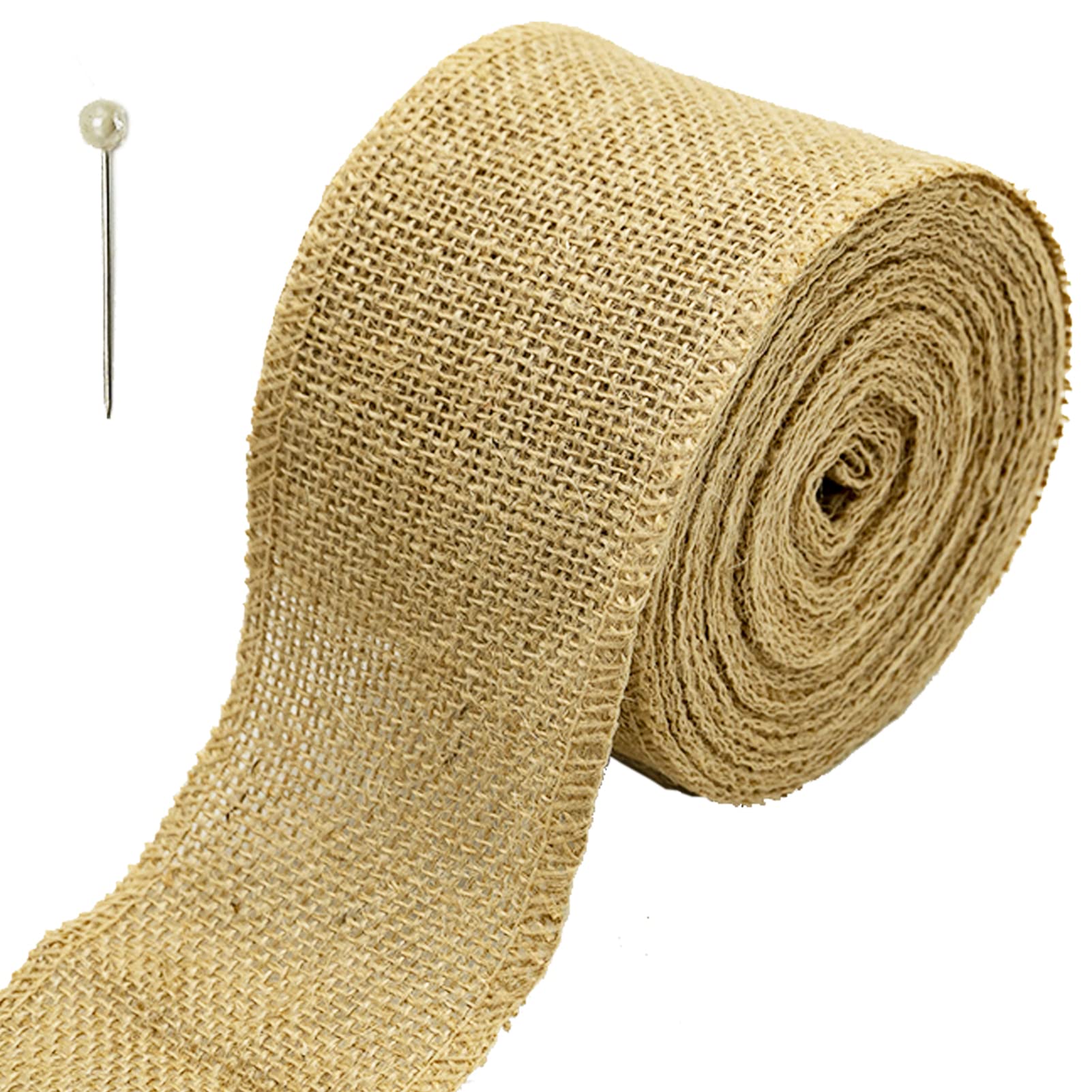 Hessian Burlap Ribbon Roll - Natural Rustic Jute Linen Craft Band for Gift Wrapping and Crafts (8CM*10M)