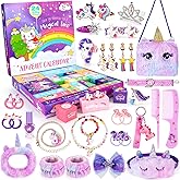 Advent Calendar 2025 Girls 24 Days Christmas Countdown Calendar Kids Unicorn Hair Accessories Surprise Gift Box Girls Xmas Gifts for 4 5 6 7 Year old Xmas Stocking Stuffers Christmas Party Pavor