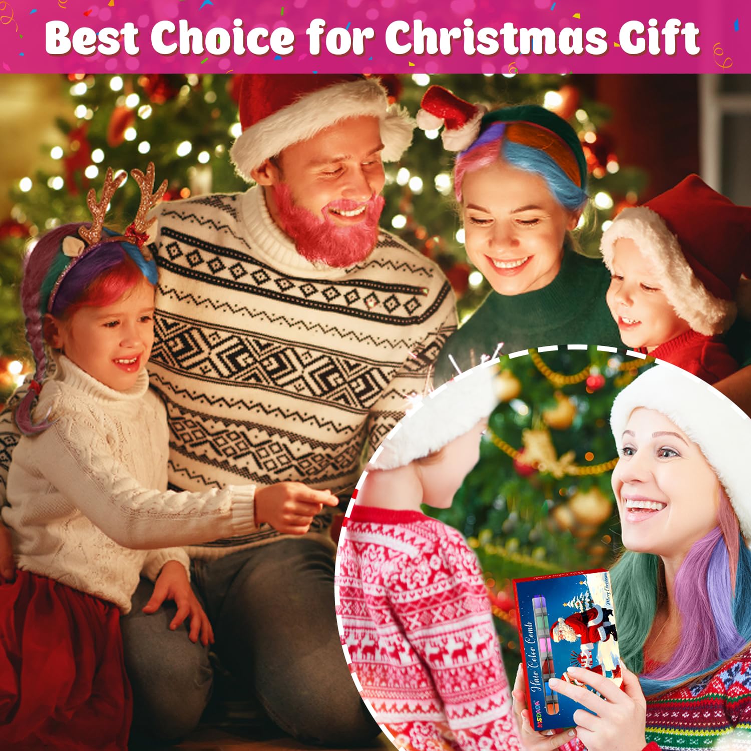 New Hair Chalk Comb Temporary Hair Color Dye for Girls Kids, Washable Hair Chalk for Girls Age 4 5 6 7 8 9 10-12 Birthday Christmas New Year Cosplay Hair DIY Party