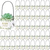 Soaoo 60 Pcs Succulent Baby Shower Favors Bulk Grow Succulents Wrap Bags with Handles Baby in Bloom Plants Paper Pots Gift Boxes Decorations Supplies Plants not Included Fits 2 Inch Pots(Eucalyptus)