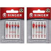 SINGER Universal Regular Point Machine Needles, Assorted Sizes, 20 Count | 20 universal regular-point needles in assorted sizes for woven fabrics; fit SINGER and other domestic sewing machines