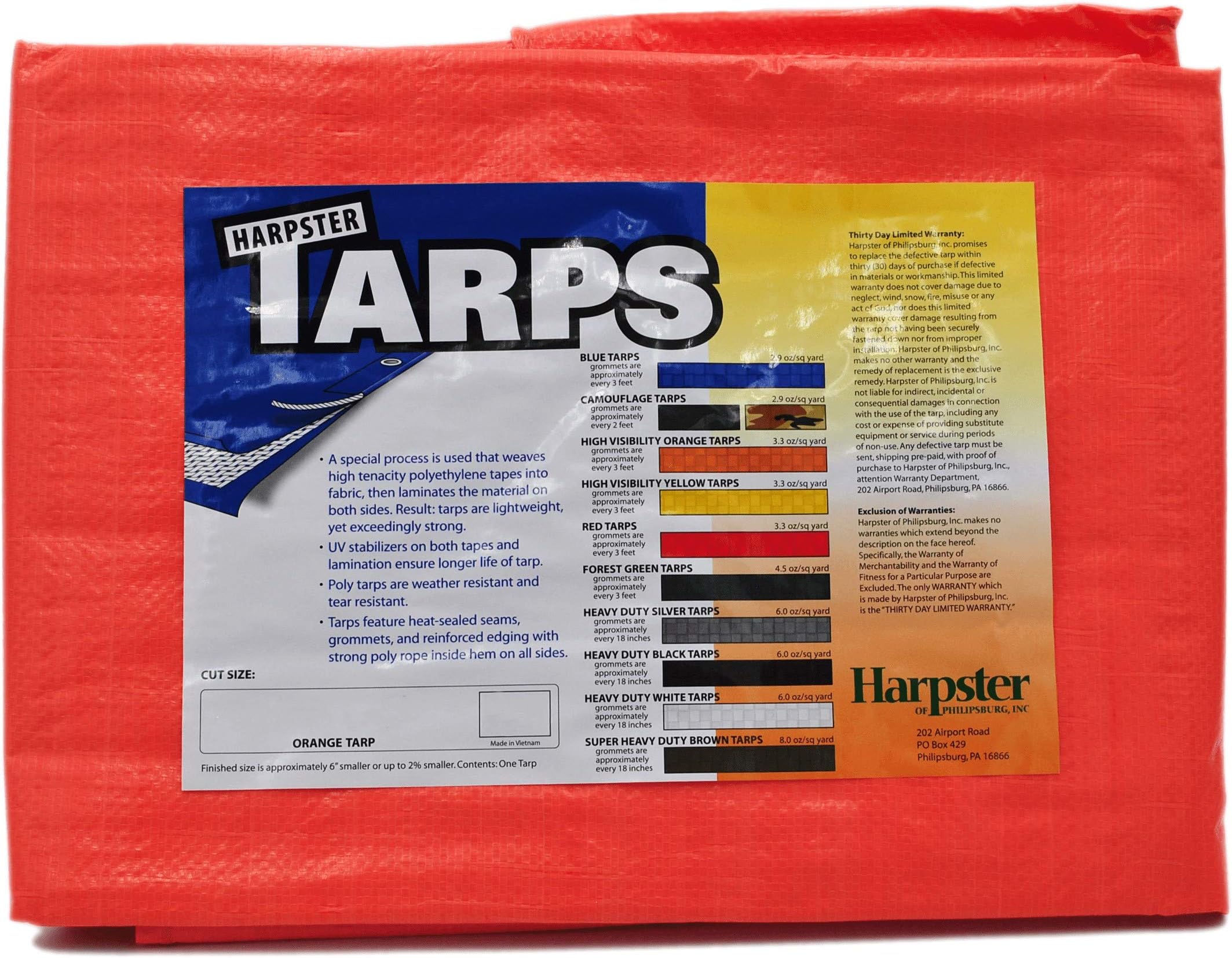 8ft x 10ft Orange Tarp