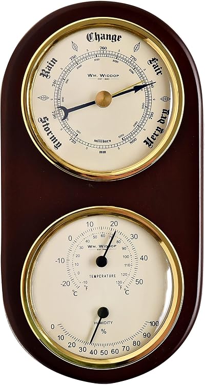 Wm. Widdop Wooden Barometer Thermometer Hygrometer Wall Mounted Weather Station