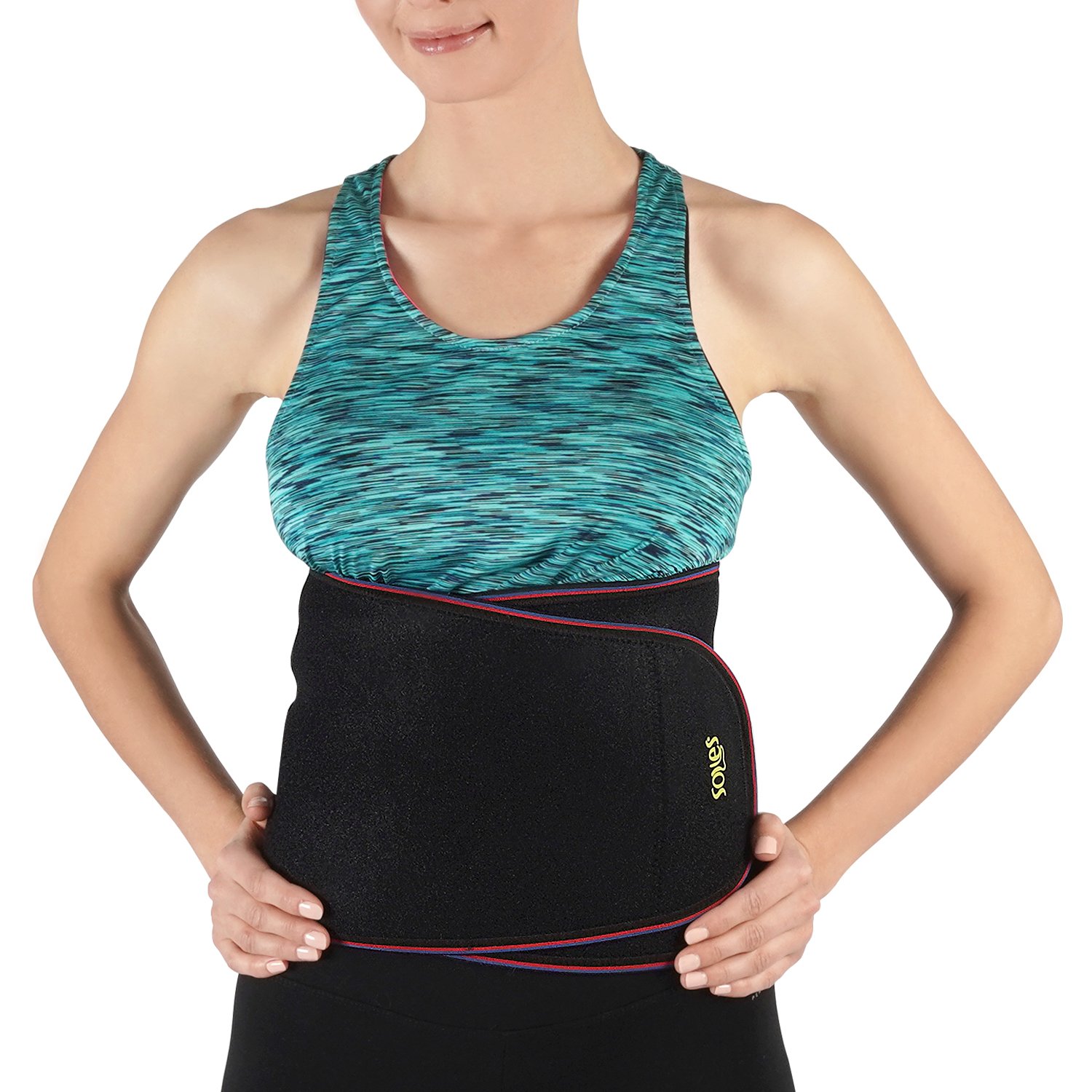 SOLES Neoprene Waist Support Breathable Waist Trimmer - Back Support & Belly Fat Burner - Fully Adjustable Elastic - Promotes Weight Loss - Targets Abs - Designed for Men & Women