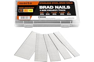 meite 18 Gauge Stainless Steel Brad Nails, Assorted 5 Sizes (3/4",1", 1-1/4", 1-1/2", 2") Universal Finish Nails for Pneumati