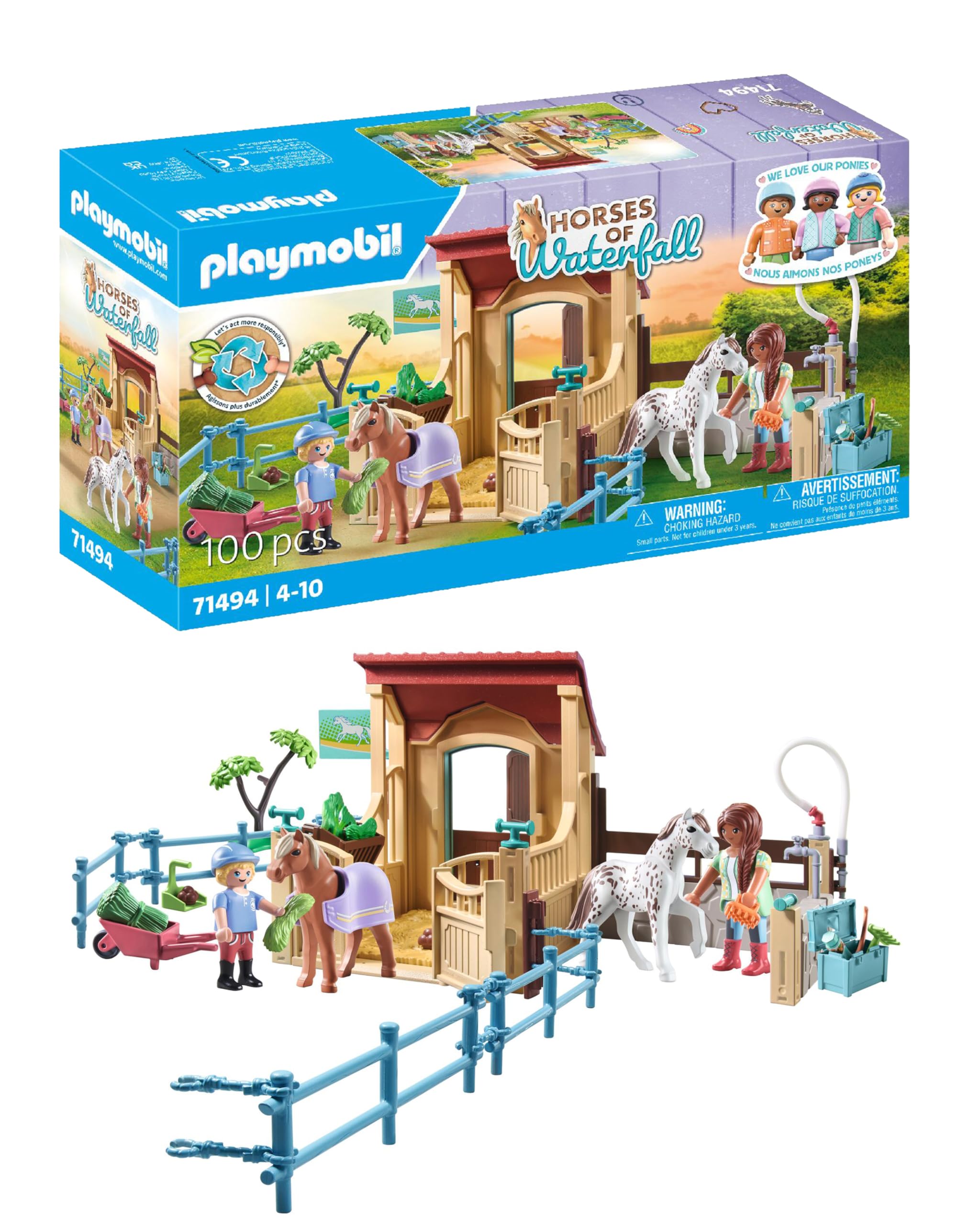 Playmobil 71494 Horses of Waterfall: Riding Stable, exciting horse riding adventures at Waterfall Ranch, complete with diverse accessories, detailed play sets suitable for children ages 4+ β image 1