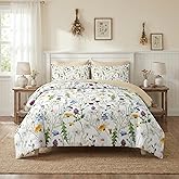 Nesker Comforter Set Queen Size, Colorful Wildflower Plants 7 Pcs Bedding for Kids and Adults, Daisy Floral Bed Sheet Sets with Fitted Sheet 2 Pillowcases & 2 Shams