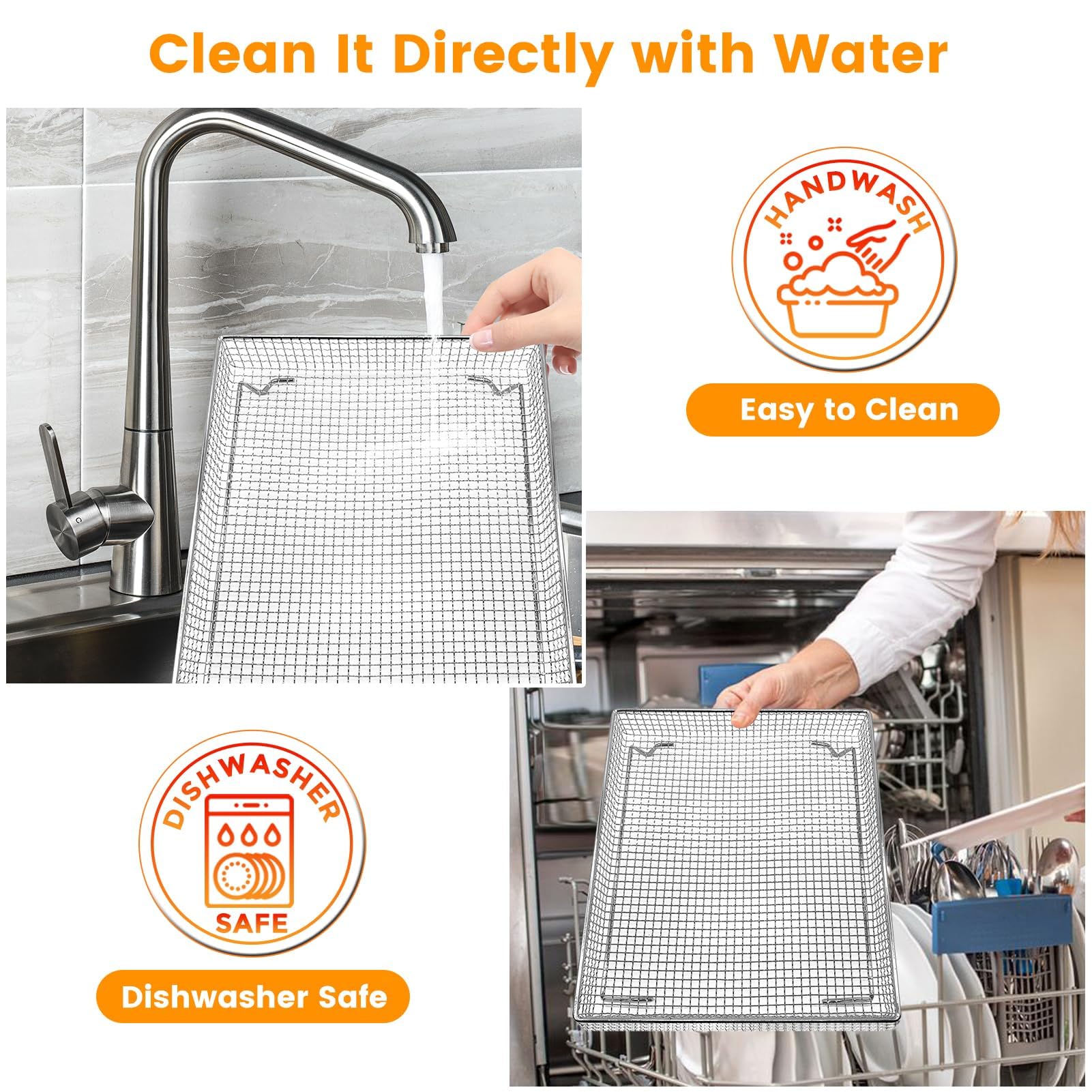 GWBSXM 3 Pieces Baking Set for Cuisinart TOA-60 TOA-65 TOA-70 Air Fryer Toaster Oven, Air Fryer Basket Pan Rack for Oven Air Fryer Accessories
