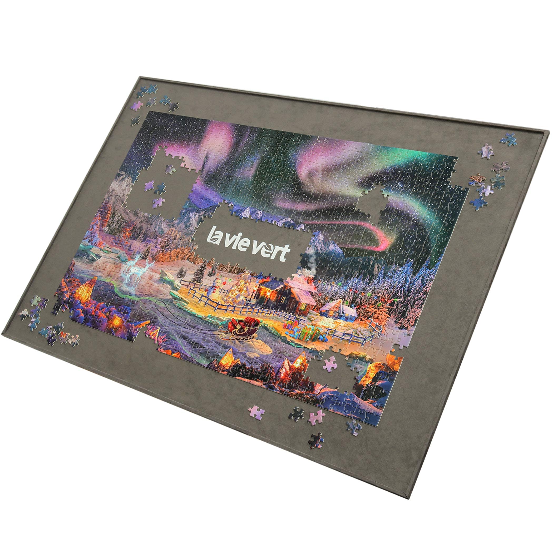 Lavievert Wooden Jigsaw Puzzle Board Storage with Non-Slip Surface for Up to 1500 Pieces - Gray