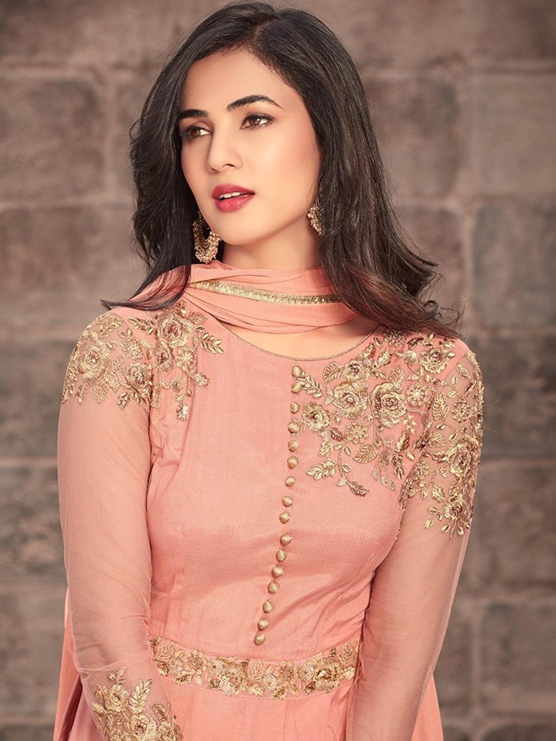 neerja women's net embroidered salwar suit(1257_light orange_free size)