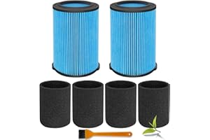 LVJUSEN VF5000 Replacement Filter for Ridgid Shop Vacuums 5-20 Gallon, Universal Fine Dust Filter Fits Rigid Wet Dry Vac/Husky Shop Vacuum Filter 6-9 Gallon with Foam Sleeves- 2 Pack