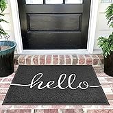 EARTHALL Door Mat Outside Inside Hello Doormat, 36"x24", Durable Floor Mat Non Slip Mat Ultra Absorb Mud Easy Clean Front Doormat for Garage, Entryway, Patio, High Traffic Areas, Black
