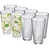 Amazing Abby - Snowflake - 24-Ounce Plastic Tumblers (Set of 8), Clear Reusable Plastic Cups, Stackable, BPA-Free, Shatter-Proof, Dishwasher-Safe
