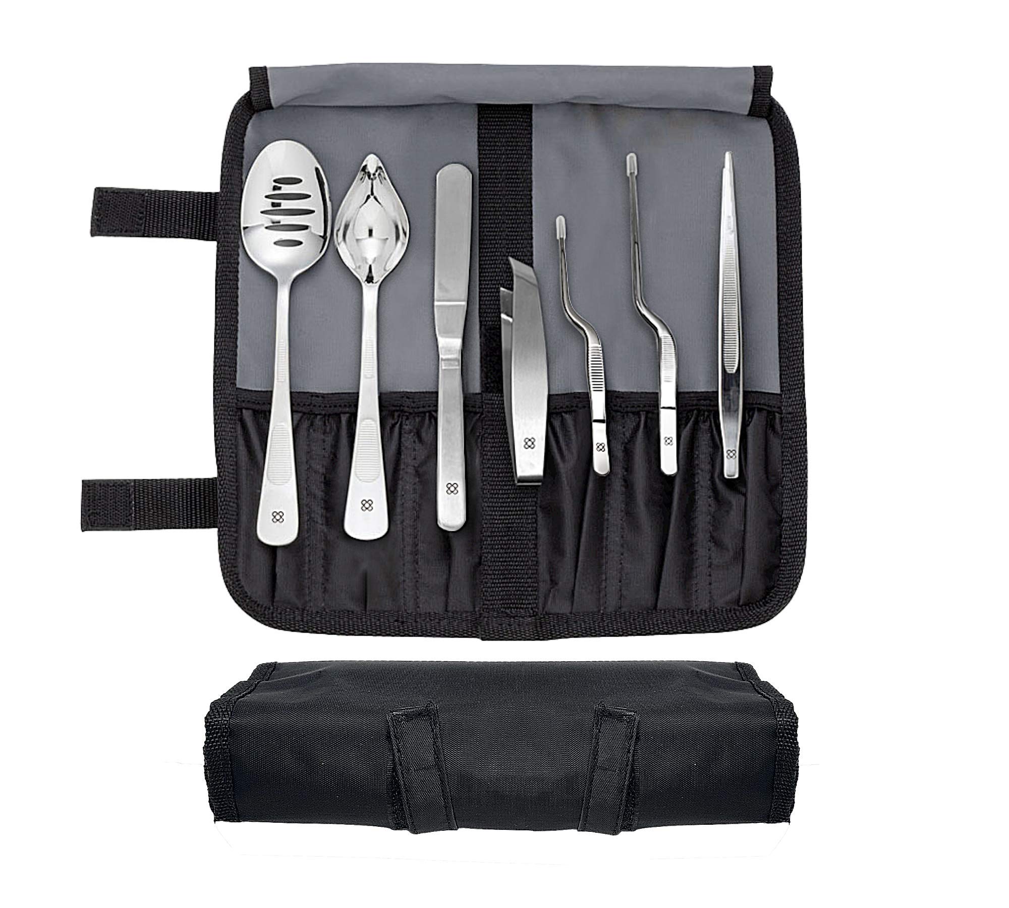 DOJA Barcelona Chef Plating Kit | Culinary Plating Tool Set | Tools Culinary Kit | 7 Pro Plating Tools | Tweezers, Perforated Spoon, Fish Bone Tweezers, Chef Art Pencil, Spatula