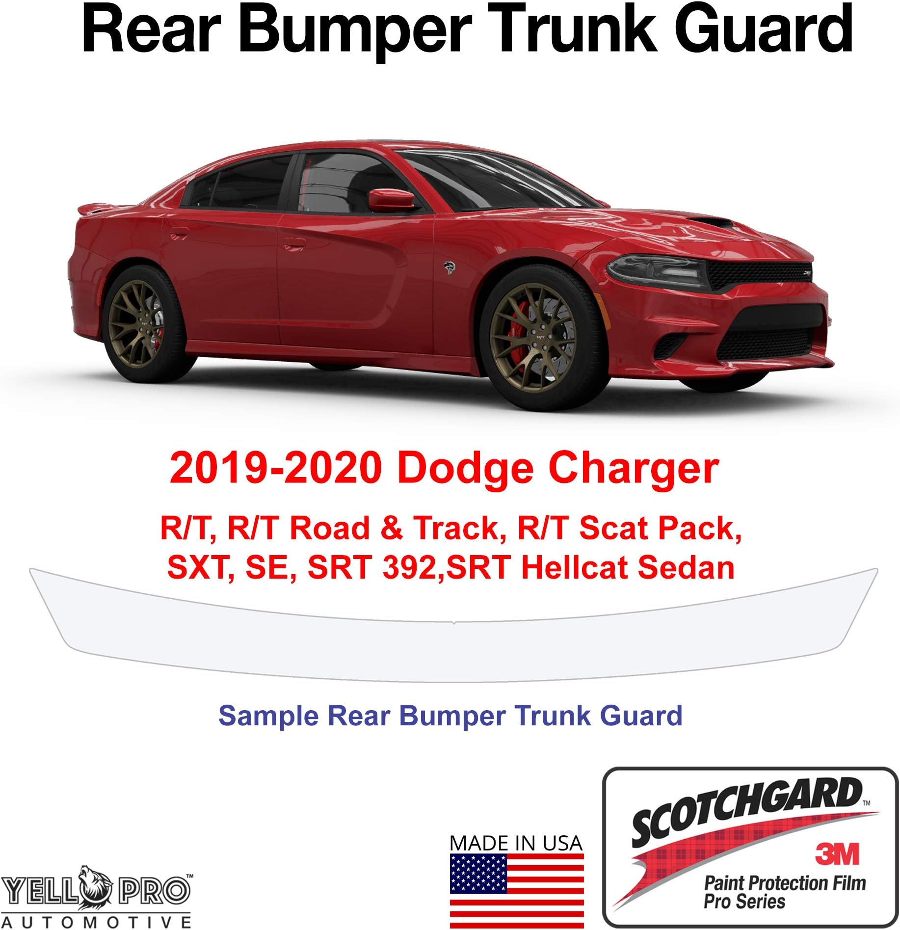 YelloPro Custom Fit Rear Trunk Edge 3M Paint Protector Film Anti Scratch Clear Bra Self Healing Guard for 2015 2016 2017 2018 2019 2020 2021 2022 Dodge Charger Sedan