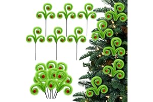 Knomeko 6Pcs Green Christmas Tree Picks, 16Inch Curly Lime Green Christmas Ornaments Tree Filler Branches Christmas Decorations Indoor, Xmas Table Centerpieces Decor