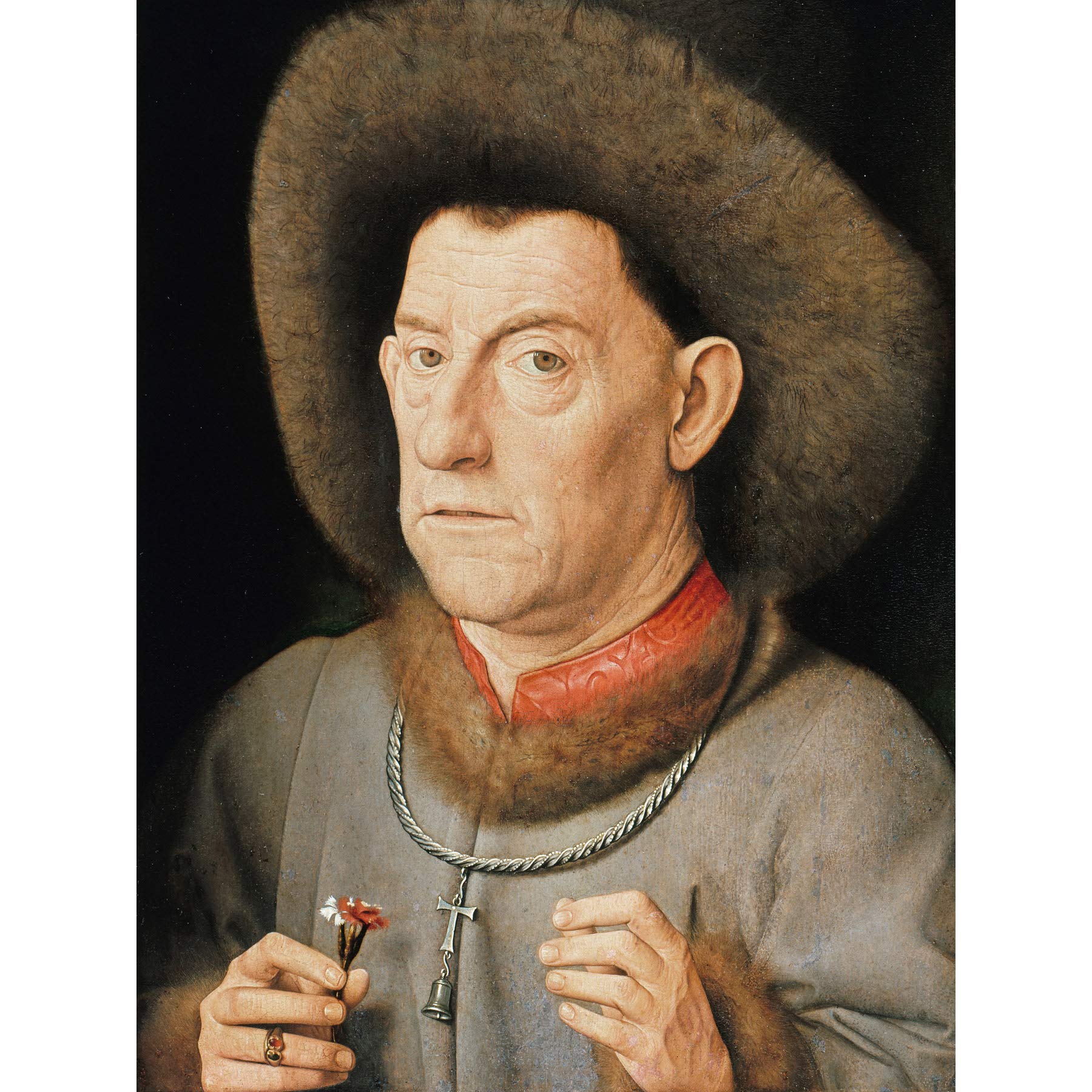 Jan Van Eyck Successors Man With Pinks Large Wall Art Print Canvas Premium Poster Mural