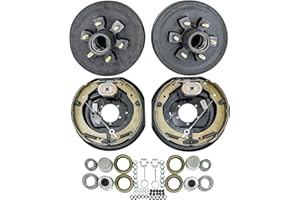DREAMDRAGON 5,200 lbs Trailer Axle Electric Brake Kit, 6-Hole 5.5" Bolt Circle Brake Drum with Self Adjusting Electric Brakes, Replace 12” Brake Hub Drum, 1/2''-20 Studs