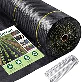 UPGRADE 6ft x 300ft Premium Weed Barrier Landscape Fabric, 3.5oz Heavy Duty Garden Woven Ground Cloth with Superior Permeability Weed Control Includes 90 Staples