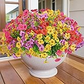 14 Bundles Artificial Flowers for Outdoors,UV Resistant Faux Silk Flowers No Fade Fake Colorful Daisy Artificial Greenery Plants for Porch Balcony Garden Yard Party Home Decor