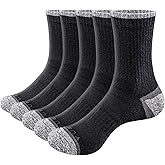 YUEDGE Women's Cushioned Crew Socks Moisture Wicking Gym Tennis Running Training Casual Athletic Socks For Women, 5 Pairs