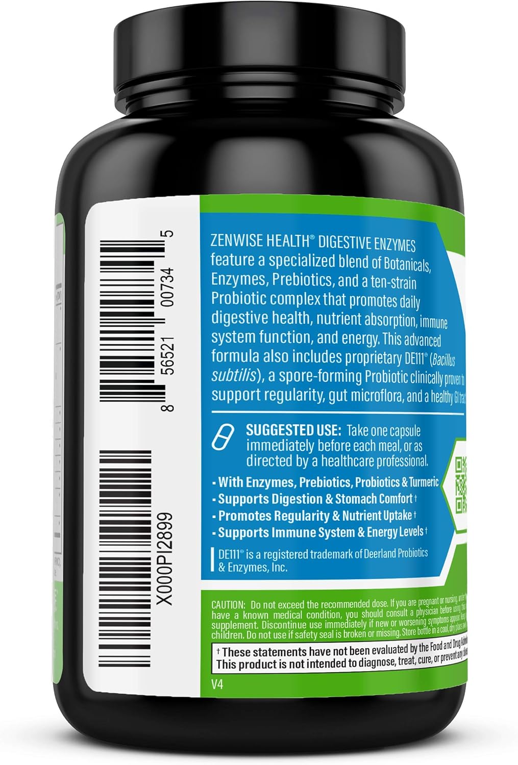 Zenwise Health Digestive Enzymes Plus Prebiotics & Probiotics Supplement, 180 Servings, Vegan Formula for Better Digestion & Lactose Absorption with Amylase & Bromelain, 2 Month Supply: Health & Personal Care