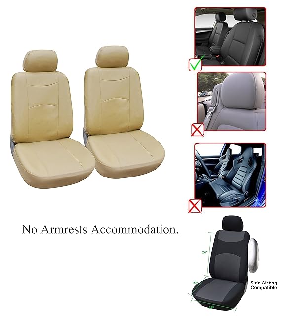 OPT Brand. Vinyl Leather 2 Front Car Seat Covers Compatible