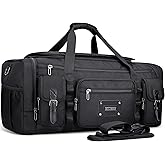 WITZMAN Duffle Bag for Men Large Carry On Weekender Bag 54L Nylon Duffle Gym Bags for Travel with Shoes Compartment(B717 Black)
