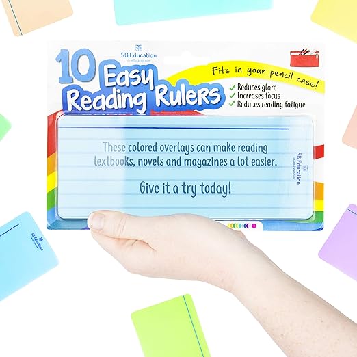 10 x Dyslexia Reading Strips with Coloured Overlays. Reading Tracking