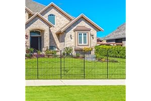 FIRSTNESS Decorative Garden Fence 6 Panels 14.8ft(L)×38in(H) No Dig Animal Barrier Fencing with 5 Panels + 1 Gate, Metal Garden Fences Rustproof Wire Border Temporary Dog Fence Outdoor for Patio Yard Lawn