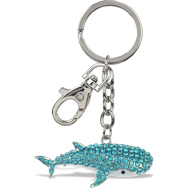 Aqua79 Sparkling Blue Dolphin Keychain - Silver Rhinestone Charm With Lobster Clasp For Keys & Bags