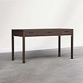 SIMPLIHOME Hollander Desk - 60 Inch Wide Solid Wood Writing Desk in Dark Brown Walnut, Contemporary Home Office Computer Tabl