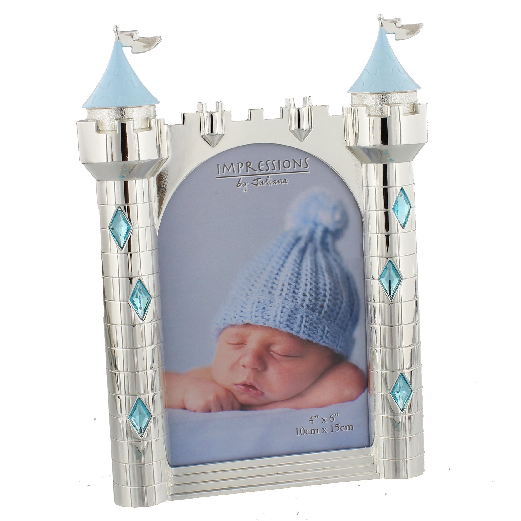 Juliana Silverplated Castle Photo Frame Baby Boys Holds 1 x 4" x 6" Photo