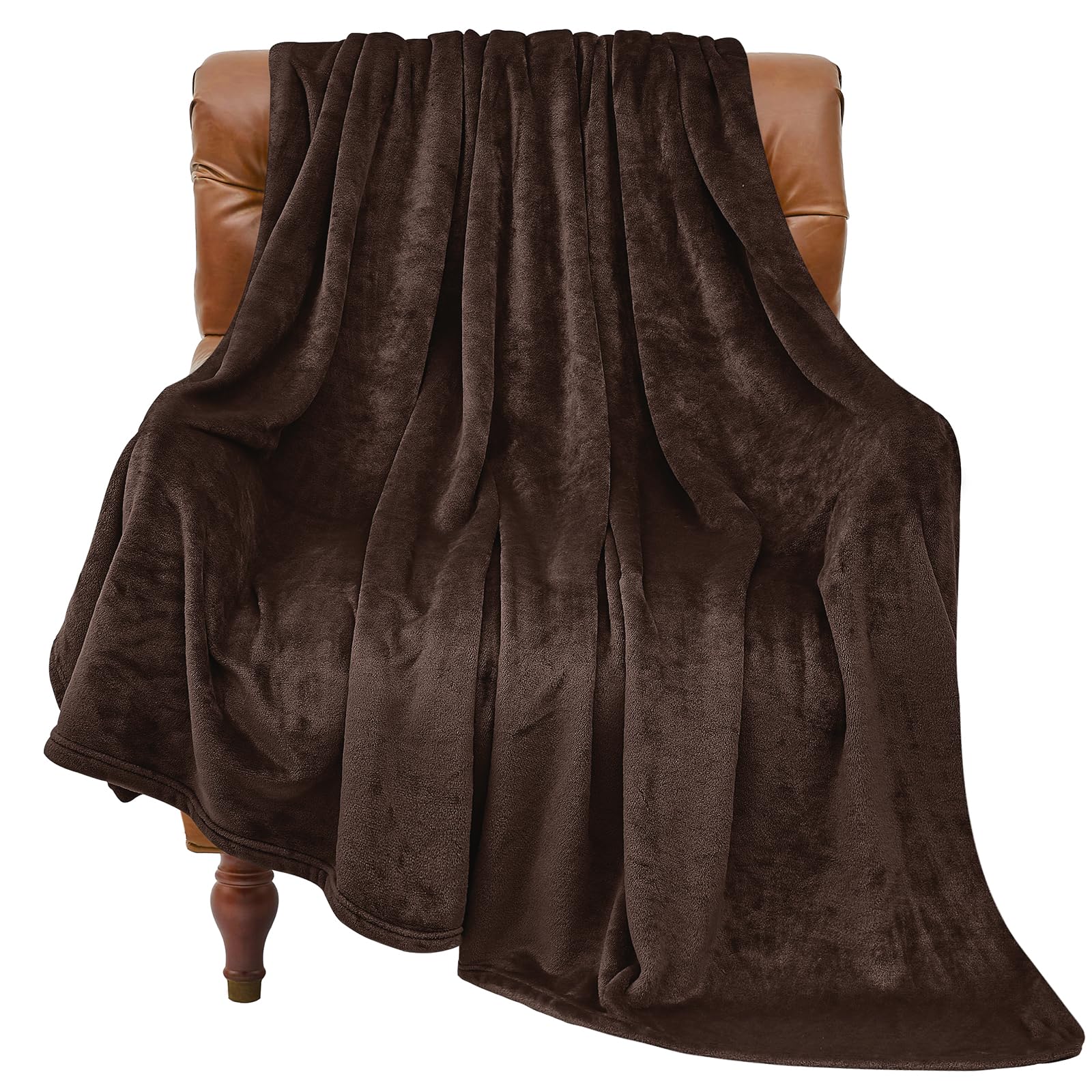 BEDELITE Fleece Blanket Soft Plush Throw for Couch Brown 50"x60"
