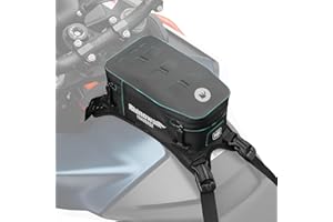 Rhinowalk Waterproof Motorcycle Tank Bag, 2L Compact Motorbike Tank Pouch with MOLLE Webbing, Removable Inner Liner, Cable Po