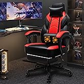 Shintenchi Gaming Chair with Footrest, Massage Lumbar Support, Height Adjustment, and 360° Swivel Seat. Ergonomic Design for Gaming