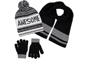 POLAR WEAR Polarwear Boys Hat,scarf & Glove Set-Kids Cold Weather Winter Accessories-Childrens 3 Pc Beanie Set-Big Boys Hat Scarves sets