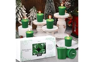 Conelist 8 Pcs Christmas Bayberry Scented Votive Candles Beeswax Blend Candle Gift Box Green Bayberry Scented Wax with Cotton Wick for Xmas Winter Holiday Gifts Collection