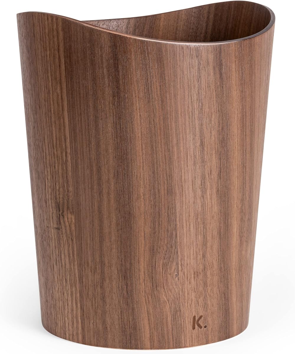 Kazai Real Wood Waste Paper Bin Börje 9L Walnut Office Kids Room