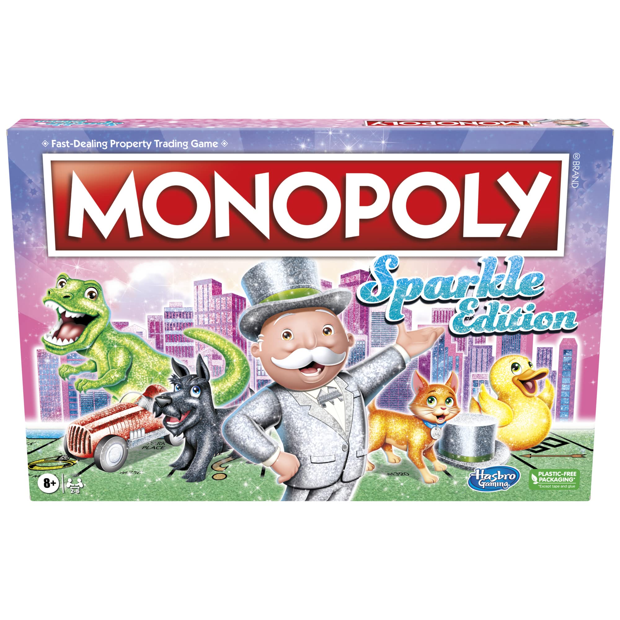 Photo 1 of Hasbro Gaming Monopoly Sparkle Edition Board Game, Family Games, with Glittery Tokens, Pearlescent Dice, Sparkly Look, (Amazon Exclusive)