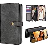 MODOS LOGICOS Case for iPhone 12 Mini, [Detachable Wallet Folio][2 in 1][Zipper Cash Storage][Up to 9 Card Slots 2 Photo Wind